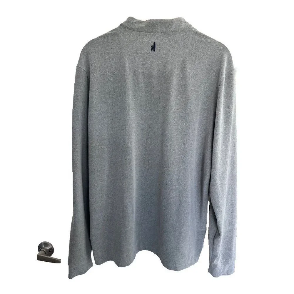 Johnnie-O Gray 1/4 Zip Fleece Sweatshirt with Leaf Logo Men's LG